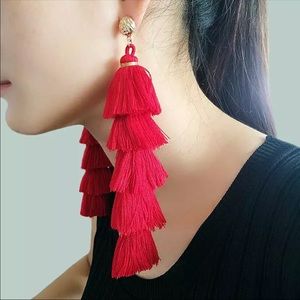 Fun red Fringe earring .
